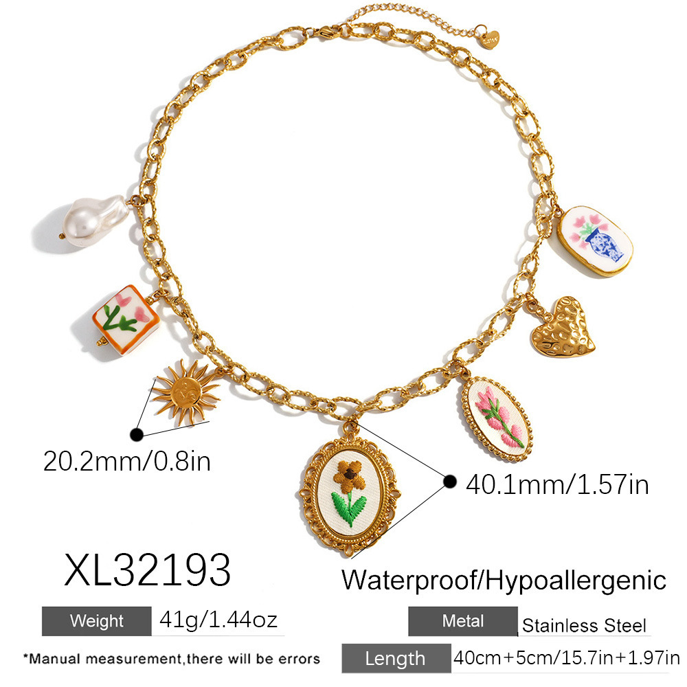 New Stainless Steel Flower Charms Pendant Necklace