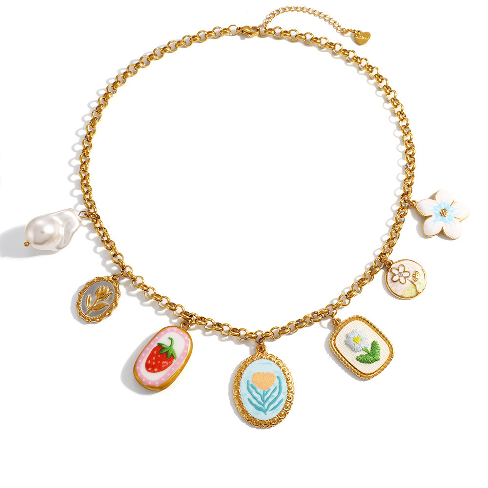 New Trendy Waterproof Flower Charms Necklace