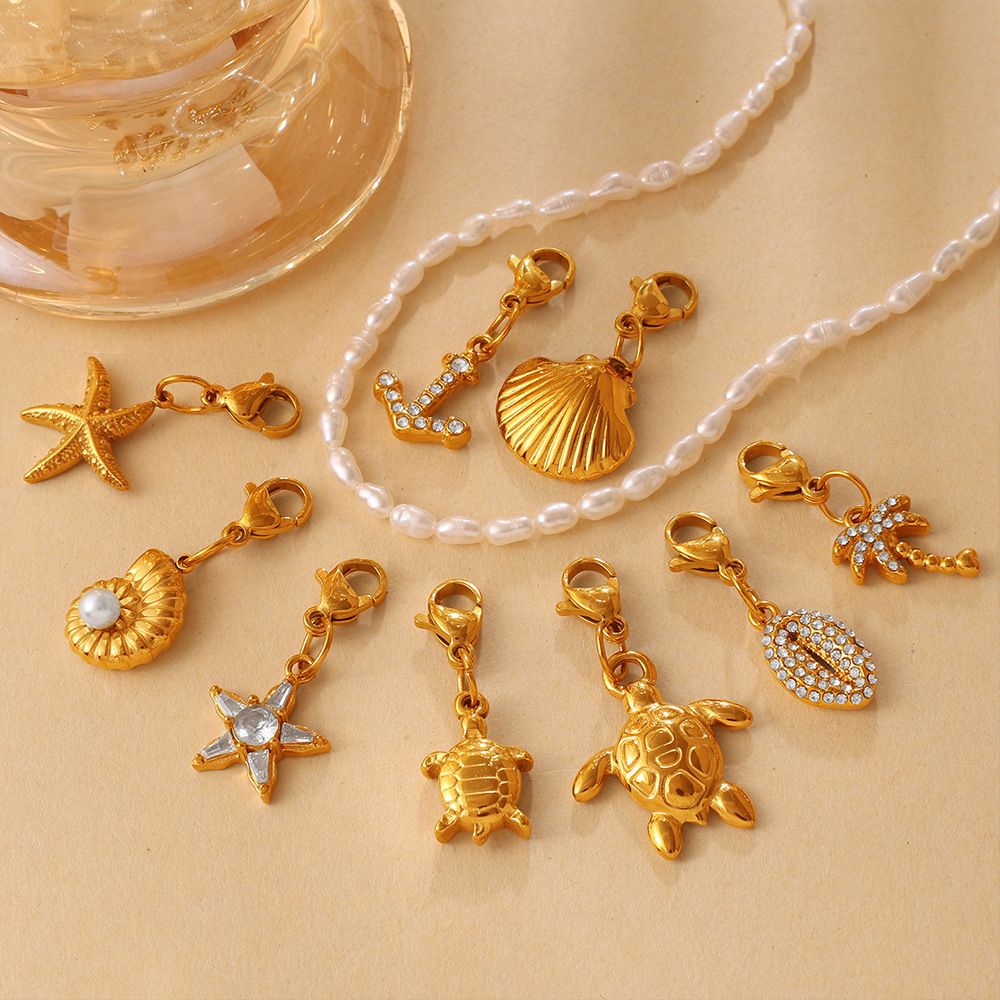 DIY Jewelry Accessories CZ Ocean Series Charms Pendants With Clasp