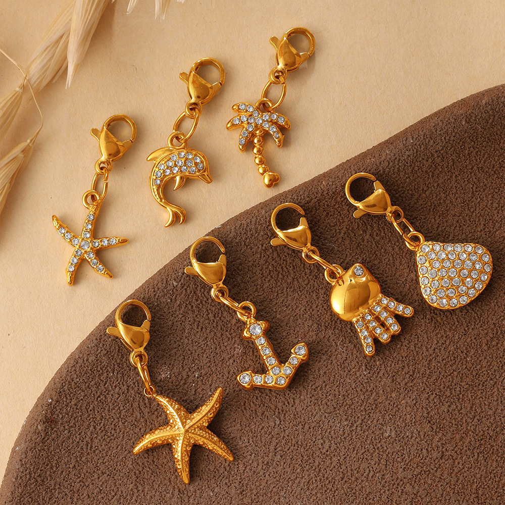 DIY Jewelry Accessories CZ Ocean Series Charms Pendants With Clasp