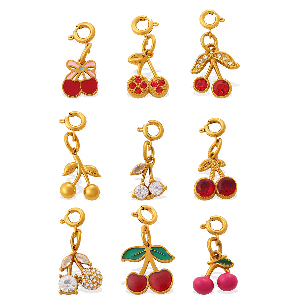 Hot Jewelry Accessories CZ Fruits Cherry Charms DIY Pendants