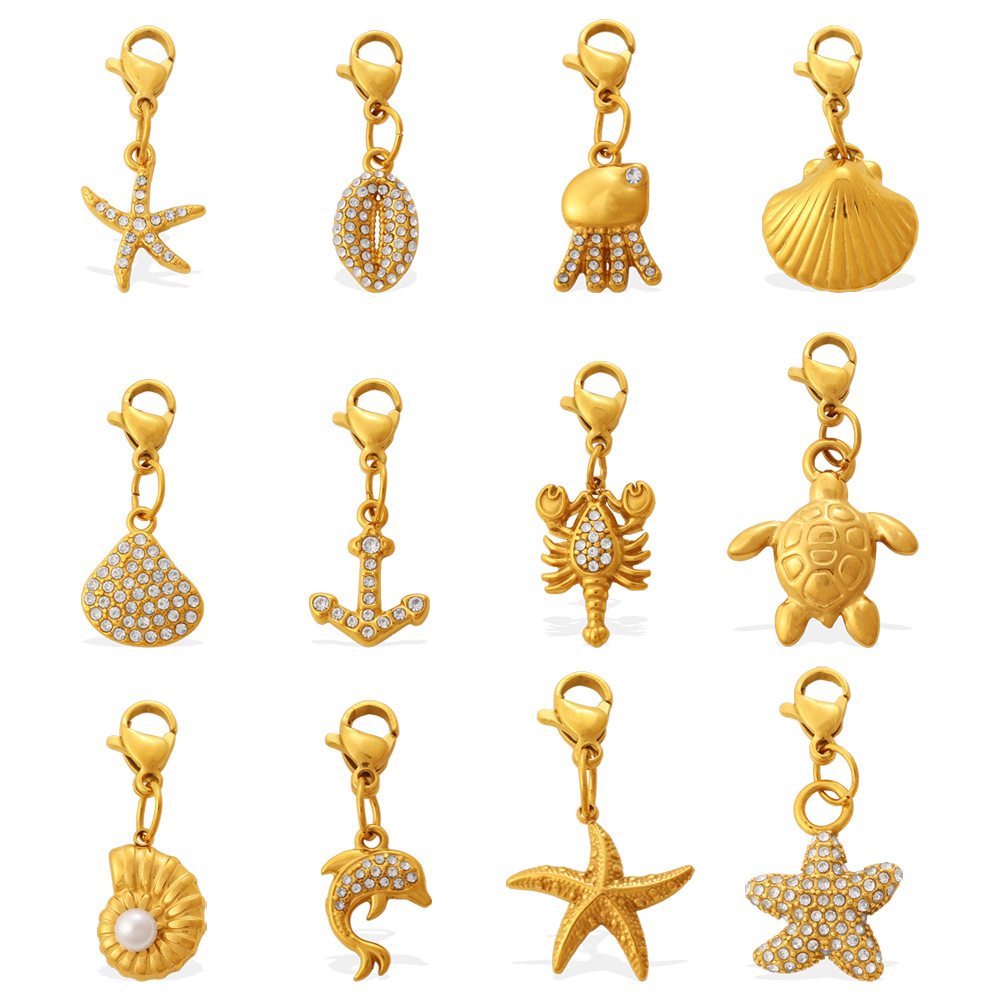 DIY Jewelry Accessories CZ Ocean Series Charms Pendants With Clasp