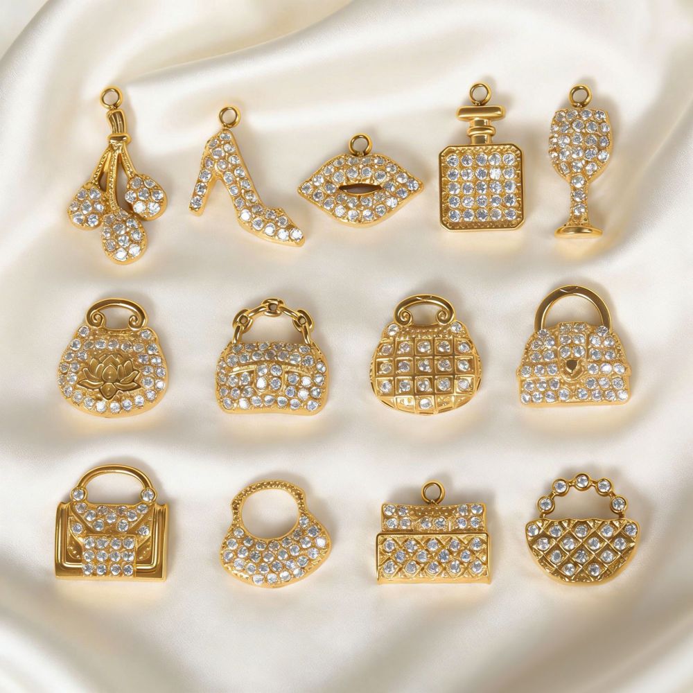 DIY Jewelry Accessories CZ Handbags Charms Pendants