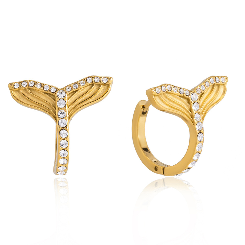 New Ocean Series Mermaid Fish Tail Shaped Tiny Hoop Earrings