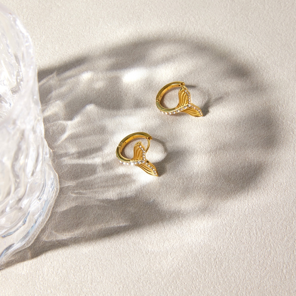 New Ocean Series Mermaid Fish Tail Shaped Tiny Hoop Earrings