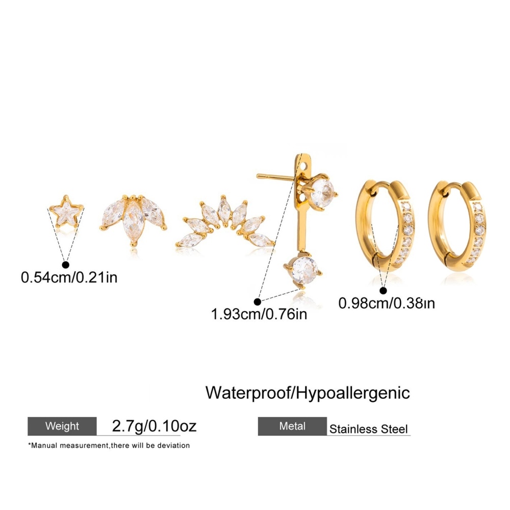 Stainless Steel Tiny CZ Earrings Set