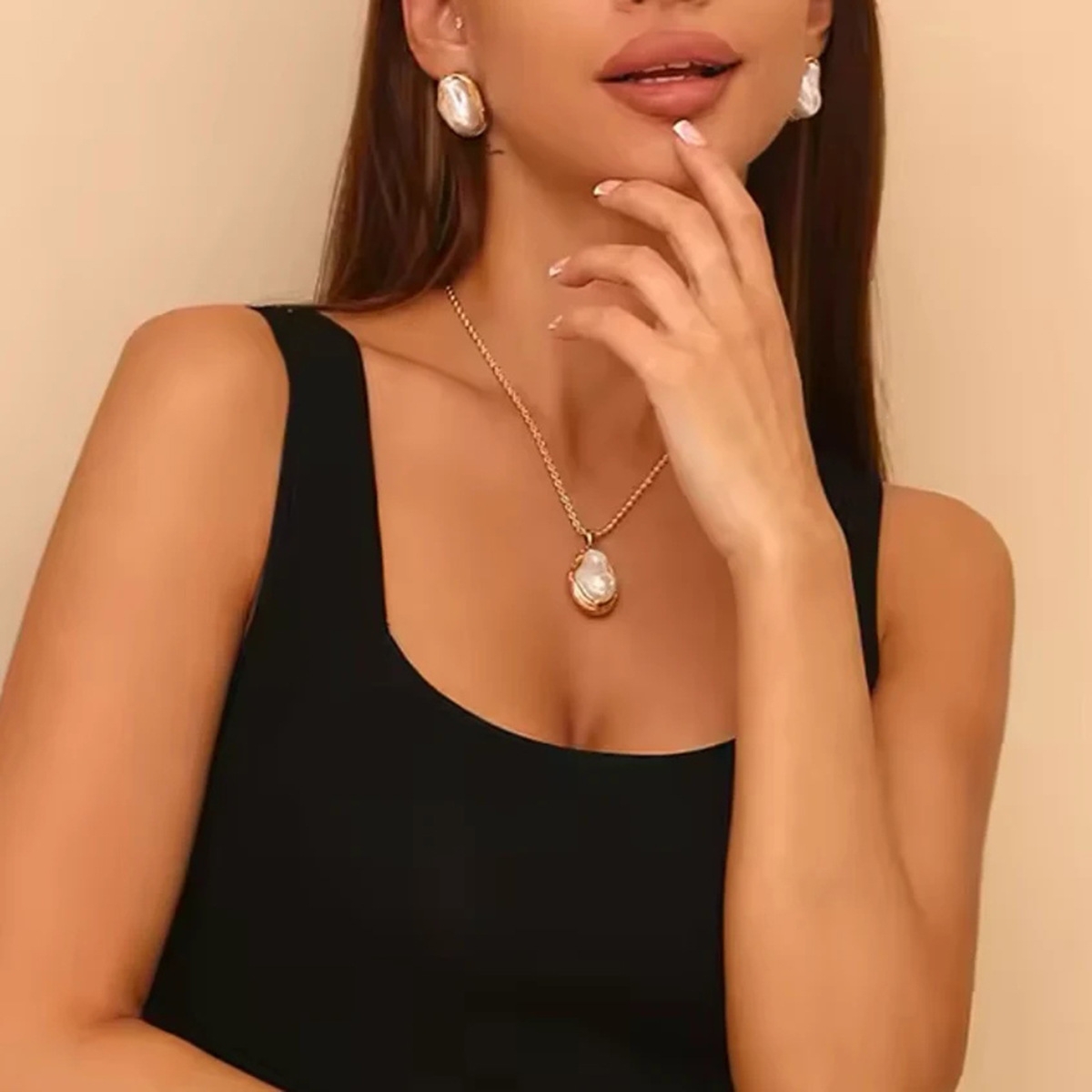 Wholesale Hot Selling Baroque Pearl Jewelry Set Pendant Necklace