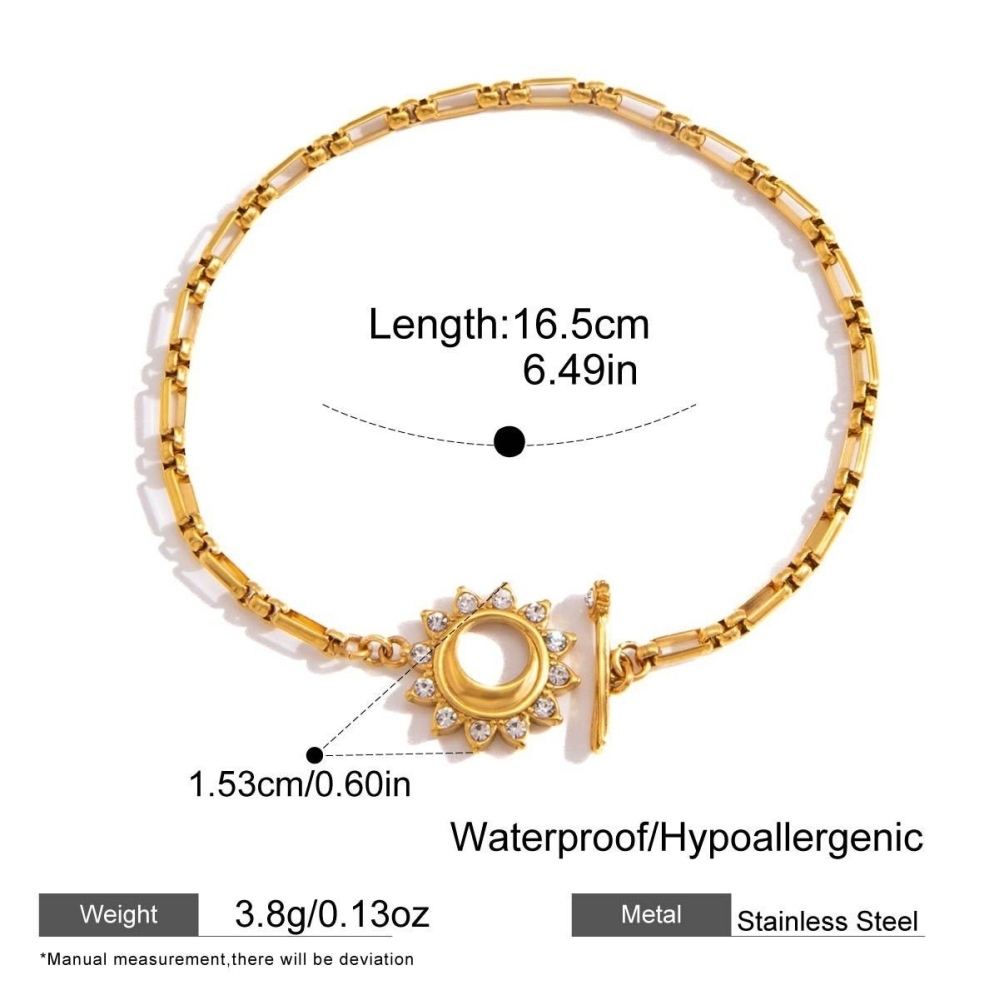 New Design Stainless Steel CZ Hollow Sun Bracelet