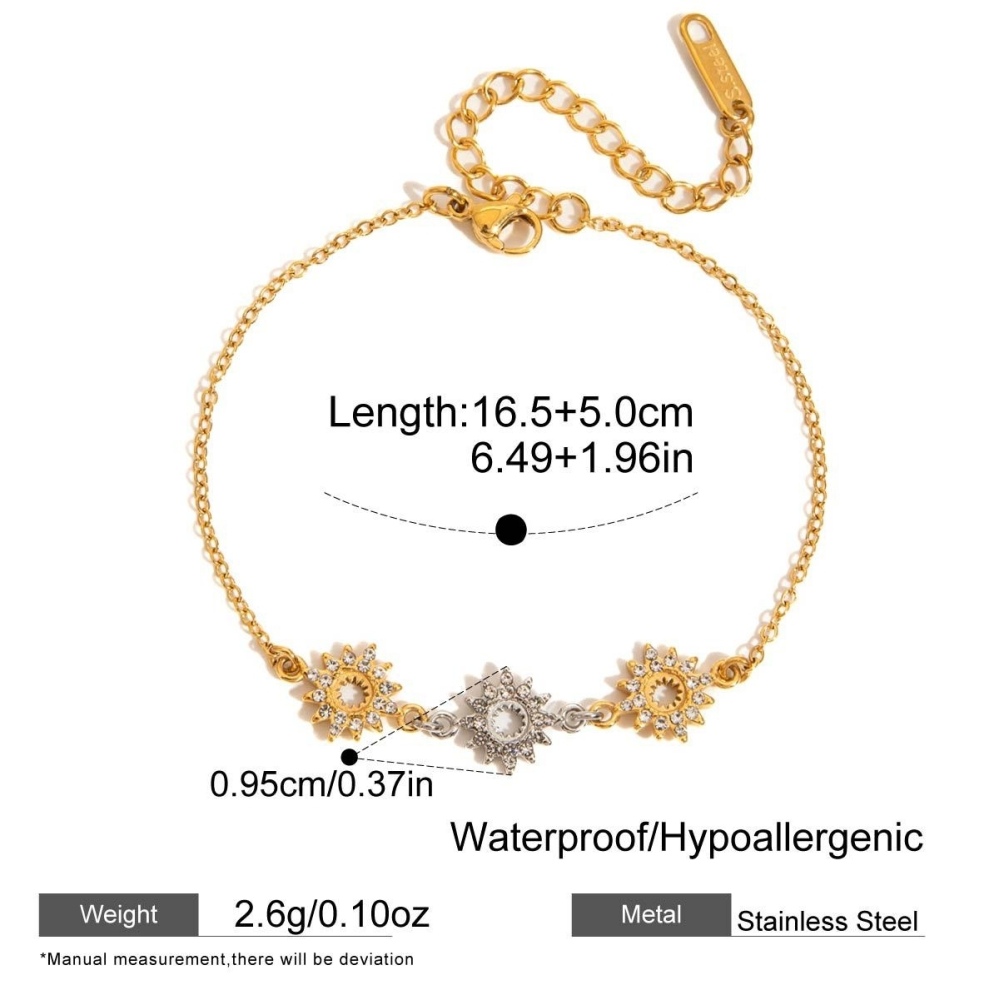 New Design Stainless Steel CZ Hollow Star Bracelet