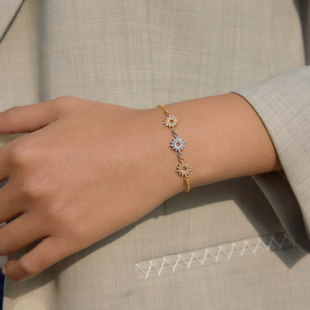 New Design Stainless Steel CZ Hollow Star Bracelet