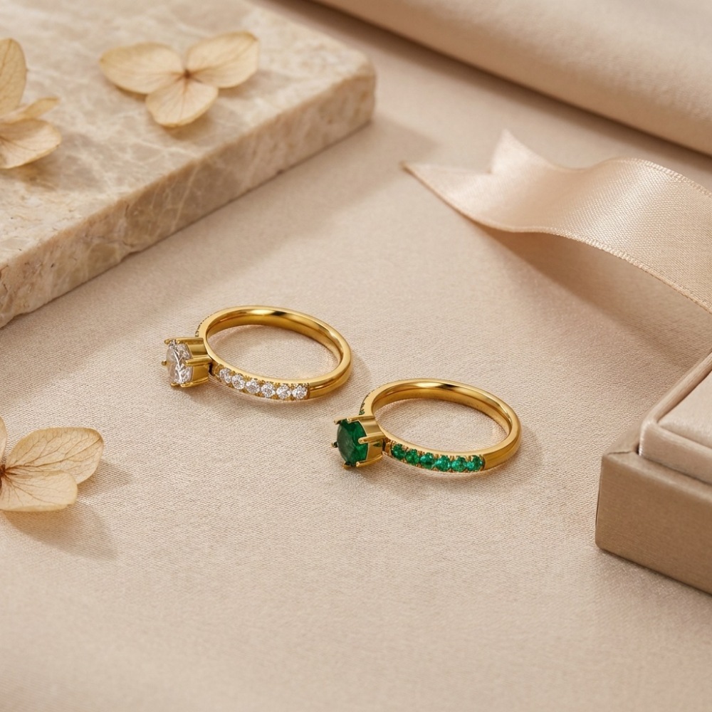 New Arrival Minimalist Emerald CZ Rings