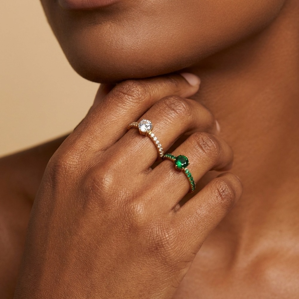 New Arrival Minimalist Emerald CZ Rings