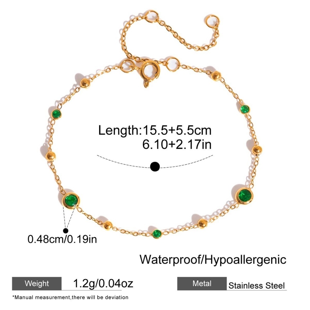 New Stainless Steel Emerald CZ Chain Bracelets Set