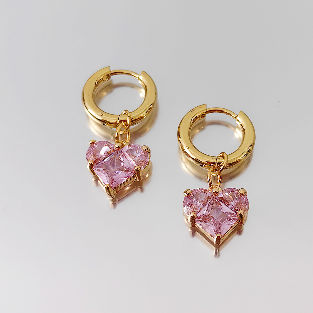 Heart Pendant Hoop Earrings