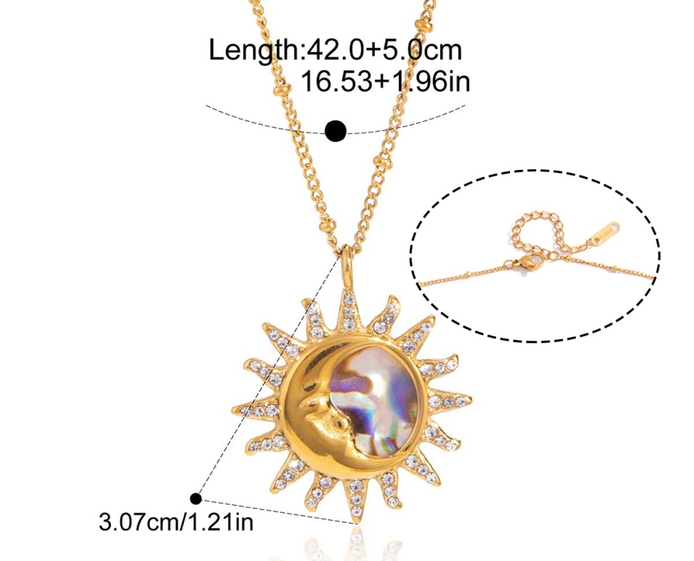 New Ocean Series Waterproof Abalone Shell Sun & Moon Pendant Necklace