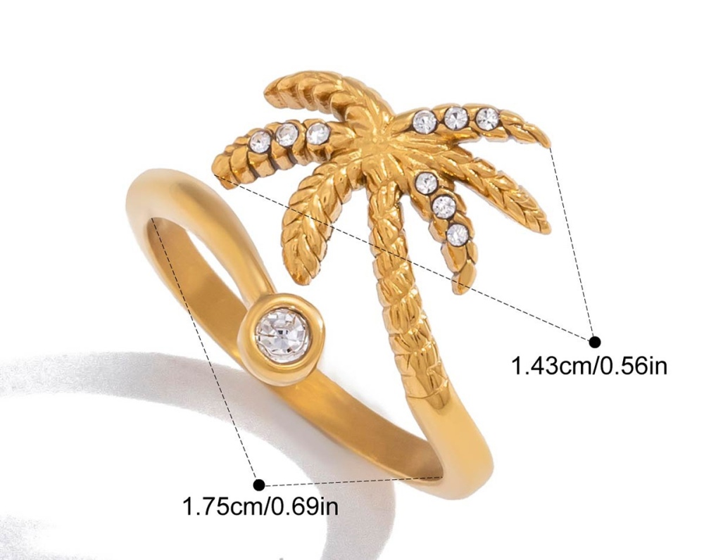 Hot Selling Ocean Beach Vacation Style CZ Coconut Palm Necklace Stud Earrings Ring Set