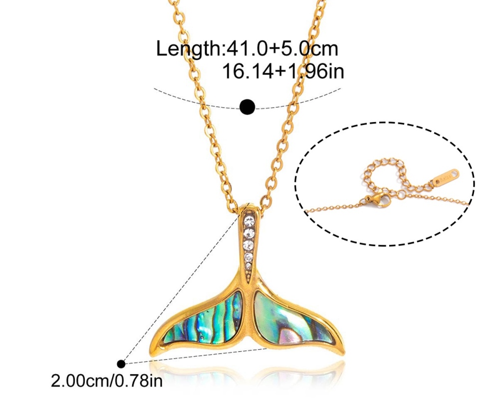 New Ocean Beach Vacation Style Abalone Shell Fish Tail Coconut Palm Pendant Necklace