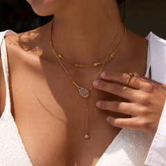 New Tarnish Free Jewelry Wholesle Sports Style CZ Tennis Racket Necklace