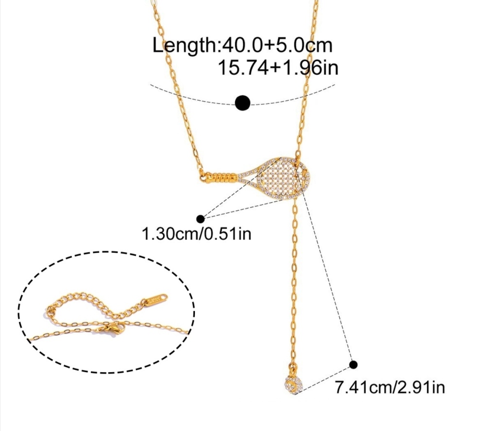 New Sports Style CZ Tennis Racket Necklace