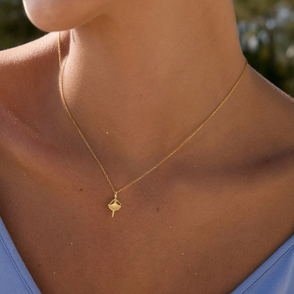Waterproof Tiny Ballerina Pendant Necklace