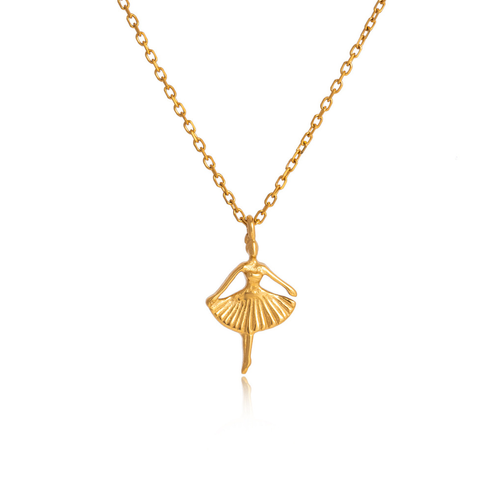 Waterproof Tiny Ballerina Pendant Necklace