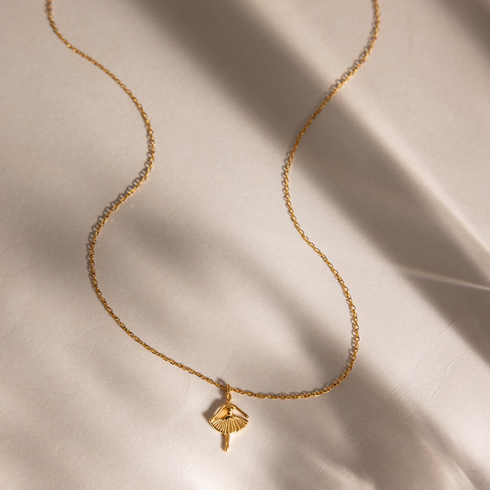 Waterproof Tiny Ballerina Pendant Necklace