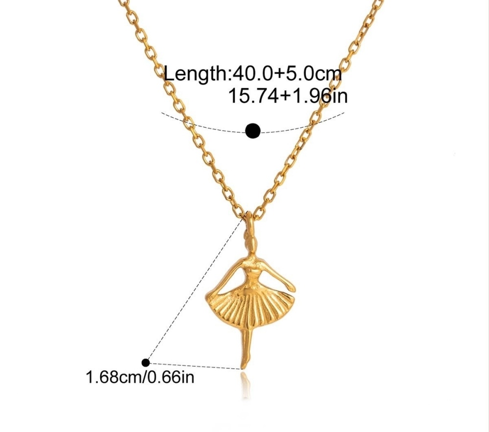 Waterproof Tiny Ballerina Pendant Necklace