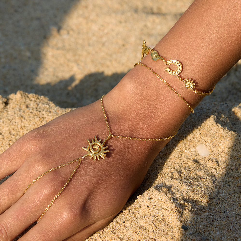 New Stainless Steel Hand Chain Sun Shaped Finger Bracelet