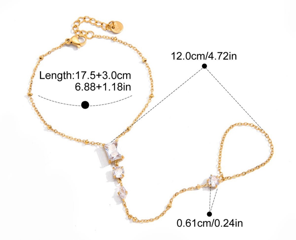 Hot Seller Stainless Steel Hand Chain Cubic Zircon Finger Bracelets