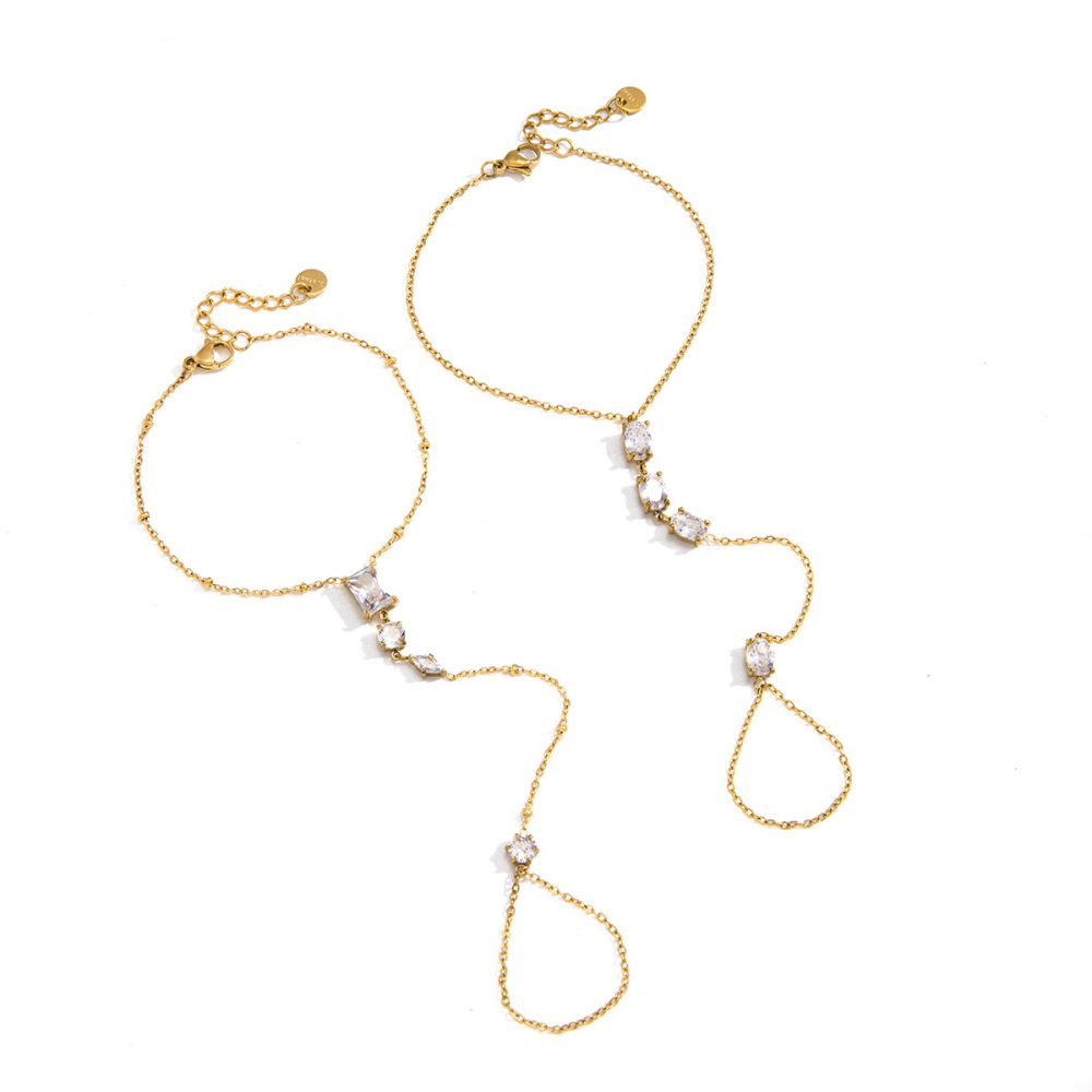 Hot Seller Stainless Steel Hand Chain Cubic Zircon Finger Bracelets