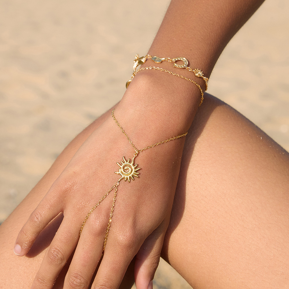 New Stainless Steel Hand Chain Sun Shaped Finger Bracelet