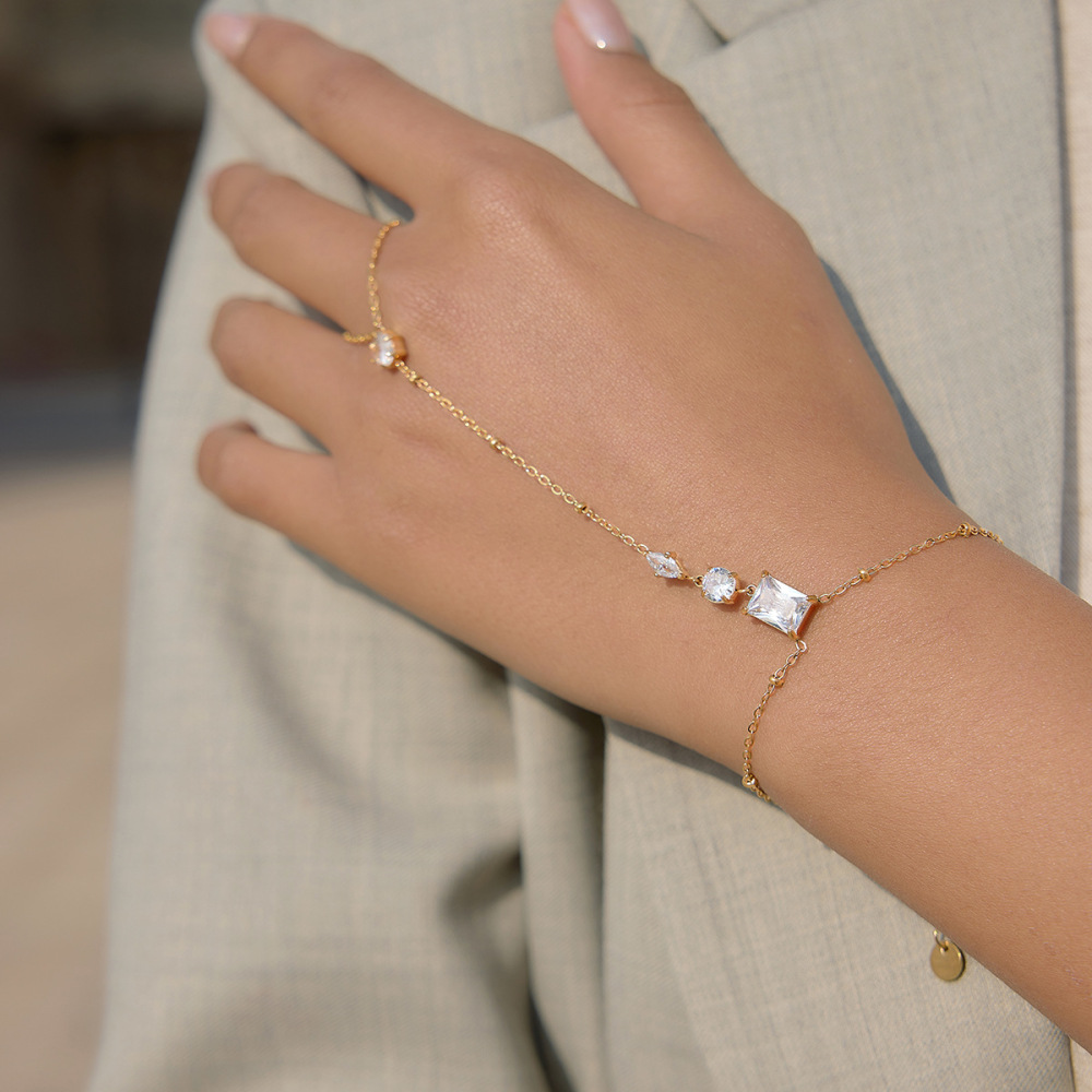 Hot Seller Stainless Steel Hand Chain Cubic Zircon Finger Bracelets