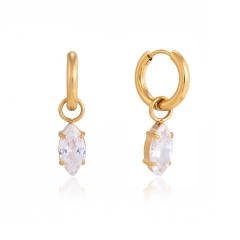 Waterproof Jewelry Wholesale Minimalist Stainless Steel Geometric Zircon Hoop Earrings