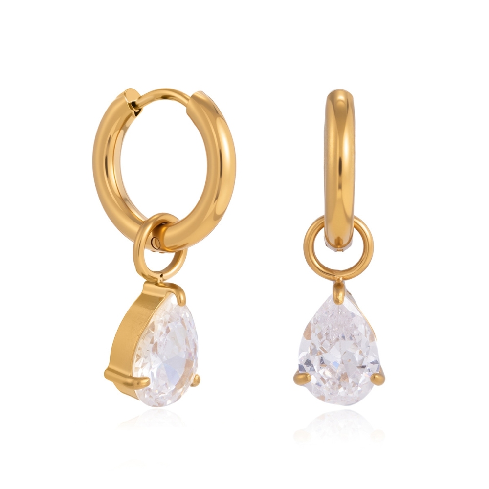 New Minimalist Stainless Steel Geometric Zircon Hoop Earrings