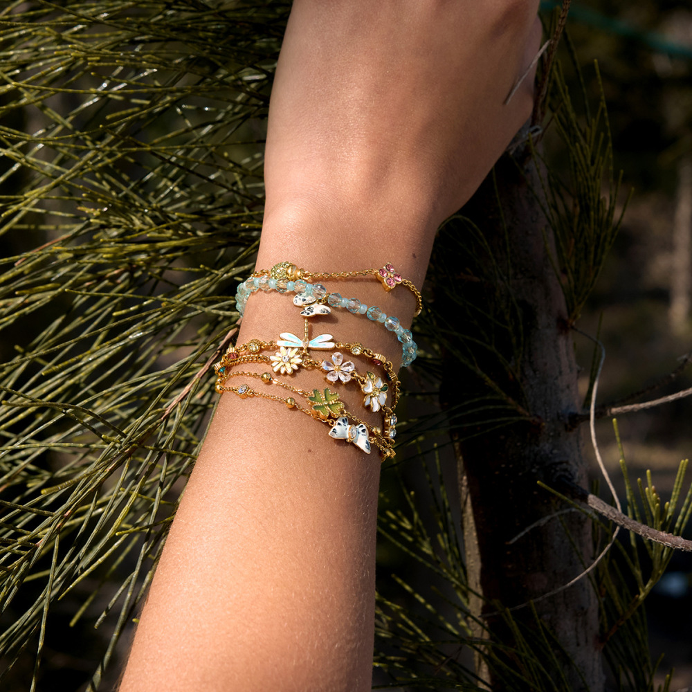 New Stainless Steel Sweet CZ Flowers Butterfly Chain Bracelets