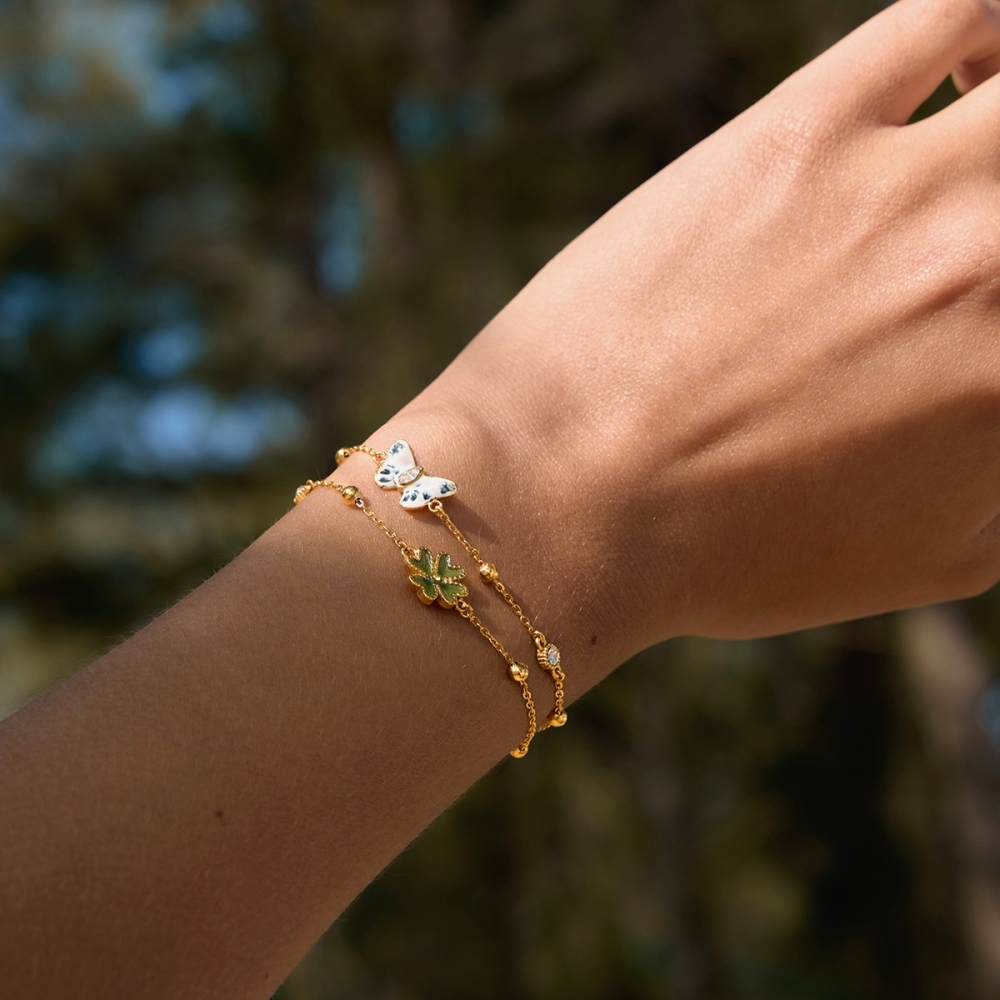 New Stainless Steel Sweet CZ Flowers Butterfly Chain Bracelets