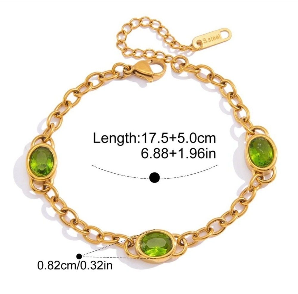 New Trendy Stainless Steel Oval Shaped Zircon Chain Bracelet
