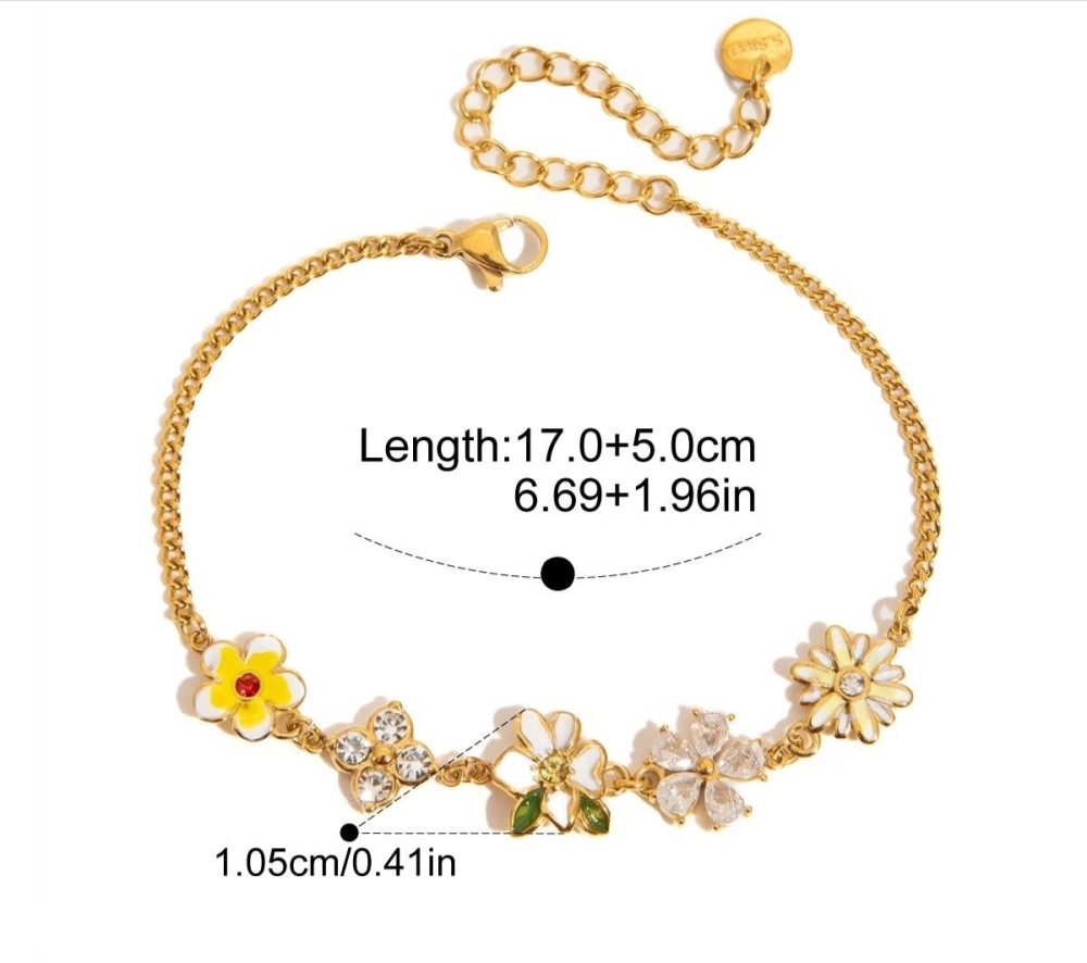 New Stainless Steel Sweet CZ Flowers Butterfly Chain Bracelets