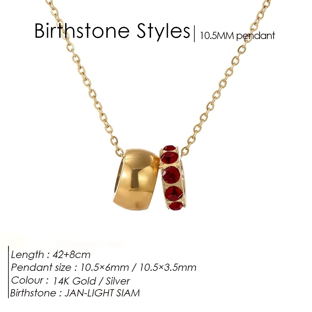 Hot Selling Stainless Steel Round Circle Birthstone Pendant Necklace