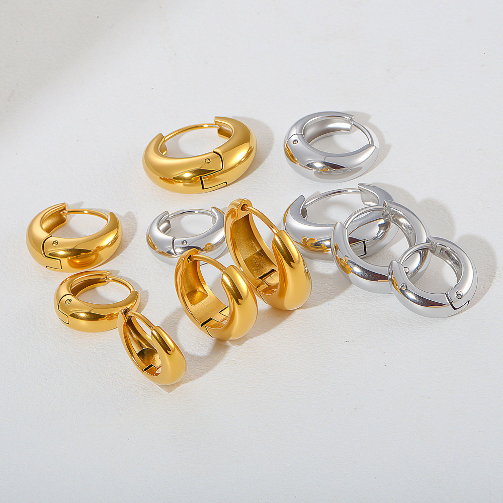 Hot Selling Stainless Steel Waterproof Plain Hoop Earrings