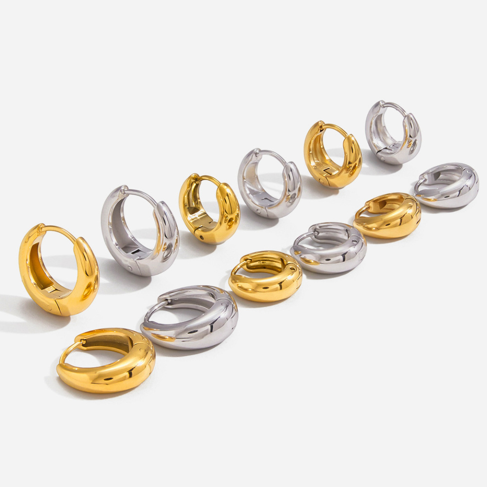 Hot Selling Stainless Steel Waterproof Plain Hoop Earrings