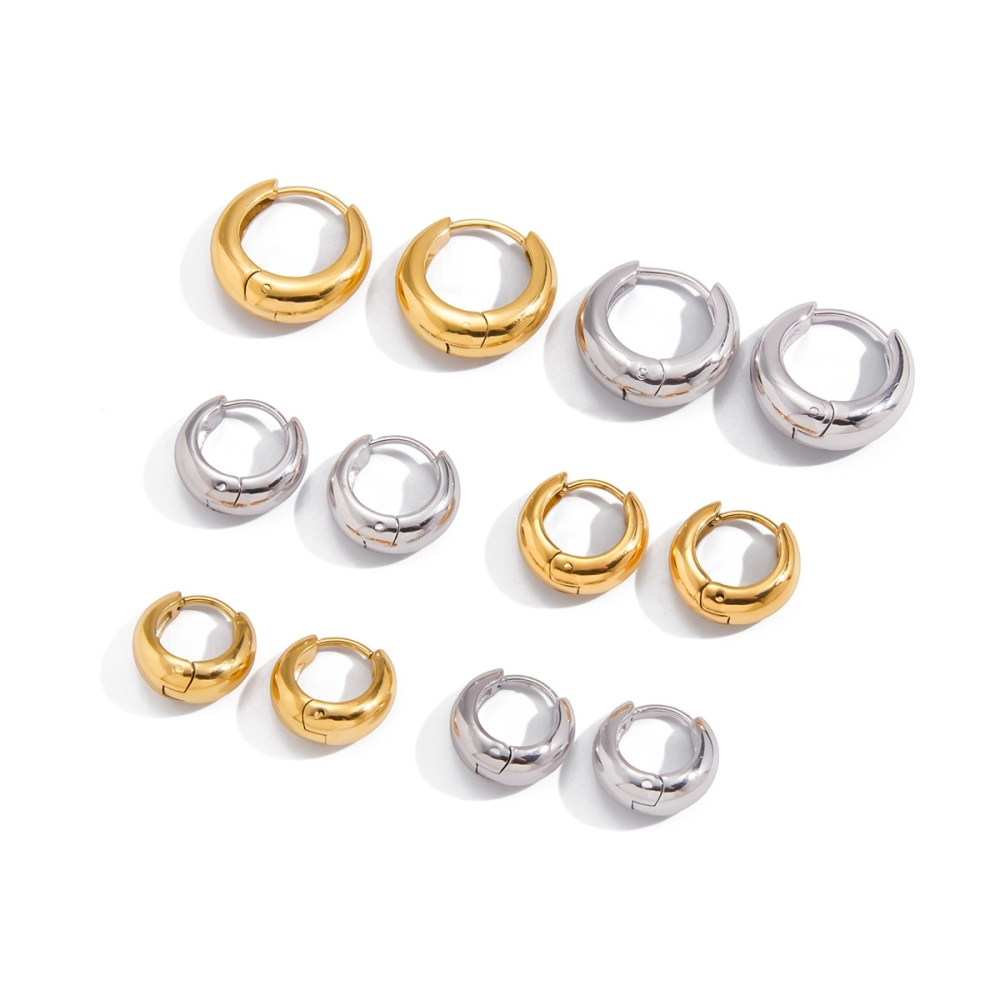 Hot Selling Stainless Steel Waterproof Plain Hoop Earrings