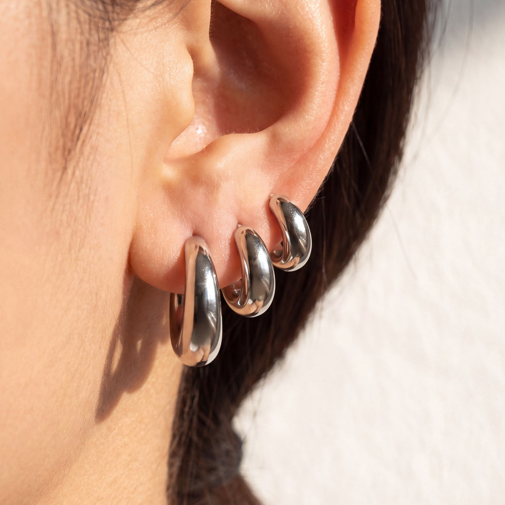 Hot Selling Stainless Steel Waterproof Plain Hoop Earrings