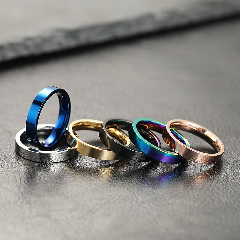 Hot Selling 4mm Wide Stainless Steel Multiple Color Rings