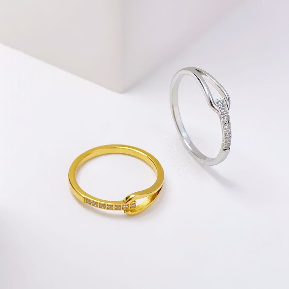New Minimalist Stainless Steel CZ Geometric Rings