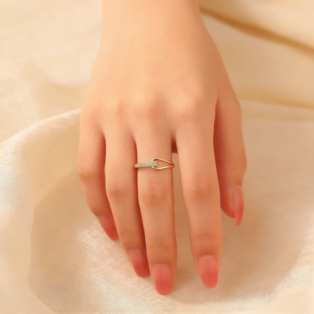 New Minimalist Stainless Steel CZ Geometric Rings