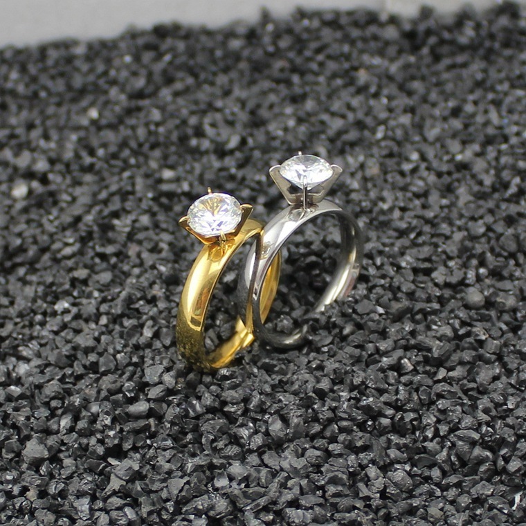 Hot Selling 4mm Stainless Steel Arc Surface Zircon Rings