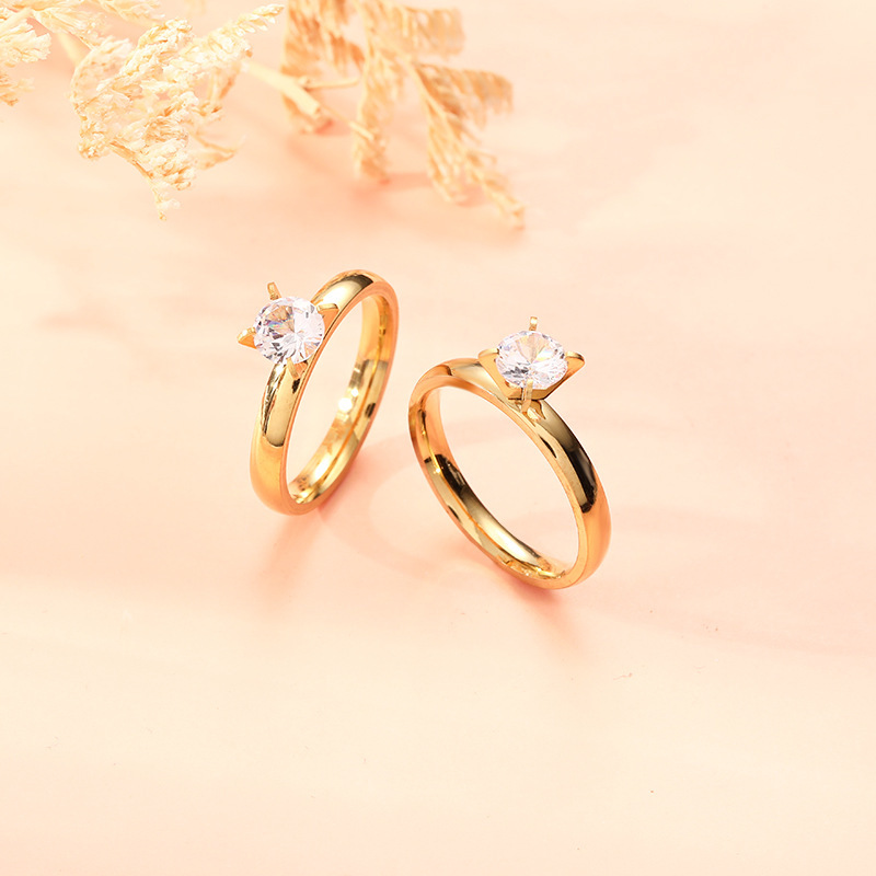 Hot Selling 4mm Stainless Steel Arc Surface Zircon Rings