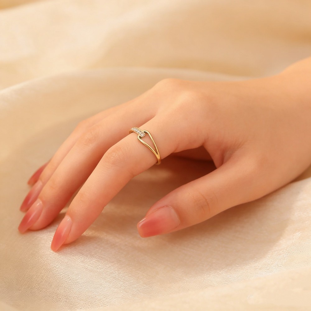 New Minimalist Stainless Steel CZ Geometric Rings