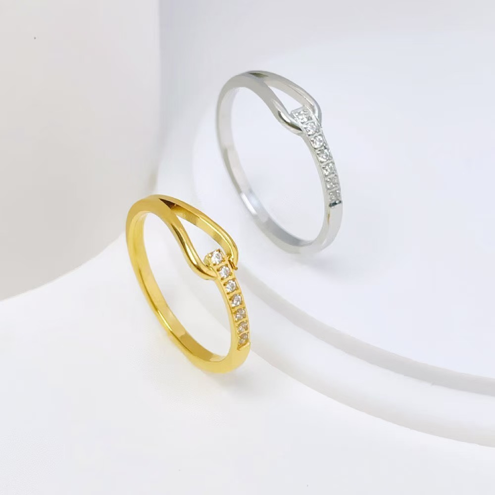 New Minimalist Stainless Steel CZ Geometric Rings